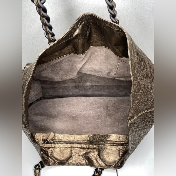 Bottega Veneta Metallic Gold Leather Corded Wave Tote Bag - Picture 3 of 7